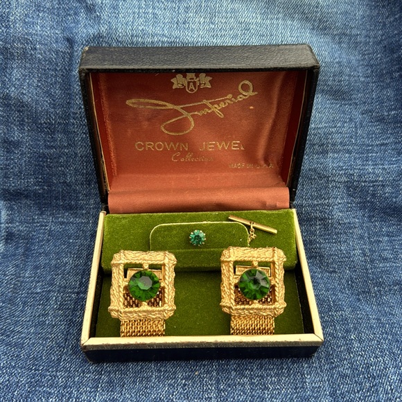 Vintage imperial jewels, cufflink, and tie tack set - Picture 1 of 4